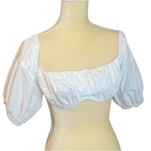Princess Polly Milkmaid Crop Top White Puff Sleeve Underwire Cottagecore Size 4